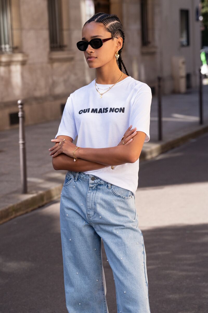 Denim jeans with pearls | My Jewellery