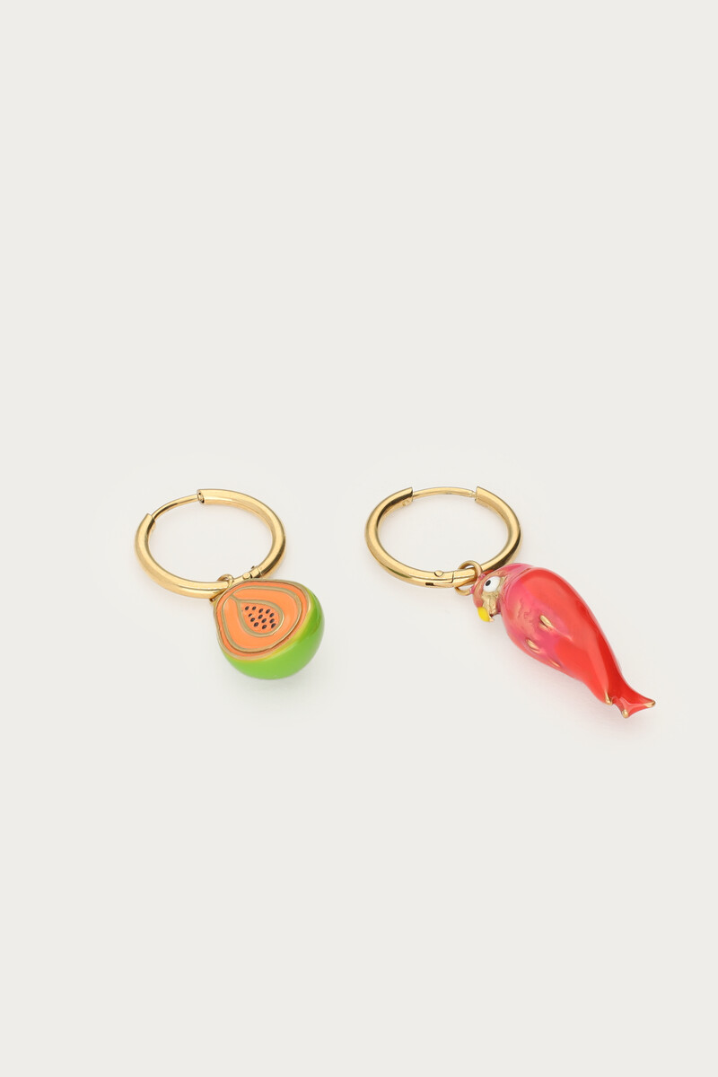 Tropical drop earrings with papaya and parrot | My Jewellery