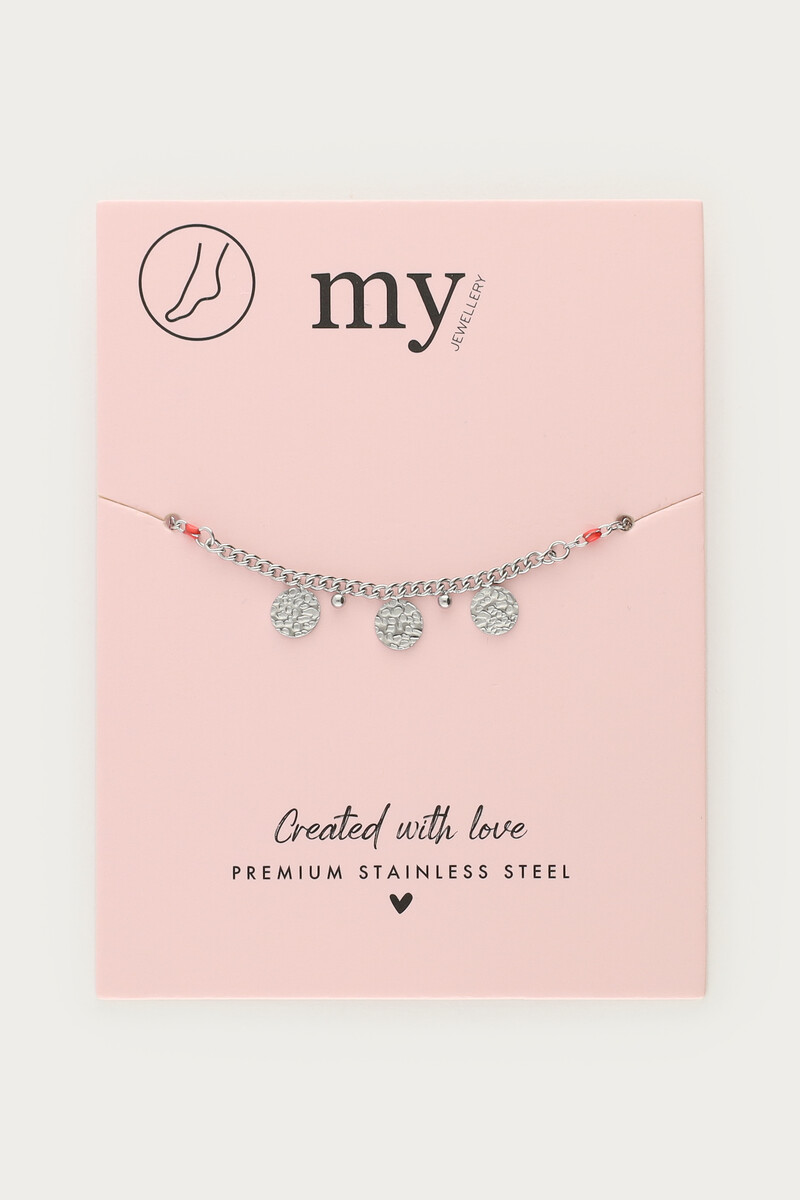 Anklet red beads with small coins | My Jewellery