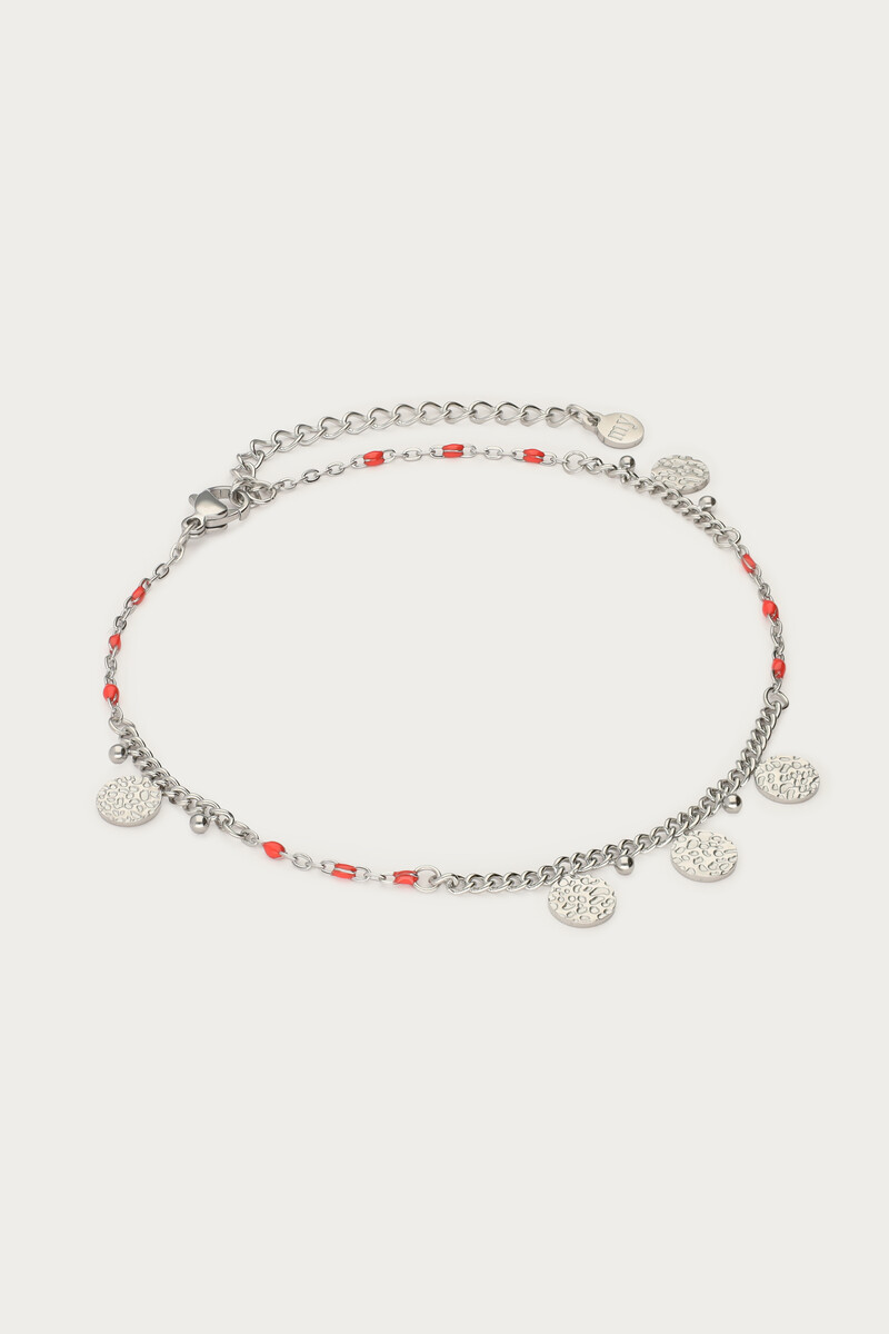 Anklet red beads with small coins | My Jewellery