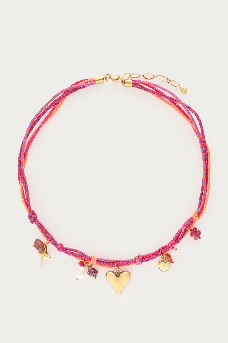 Art Bunte Stoffkette mit Charms