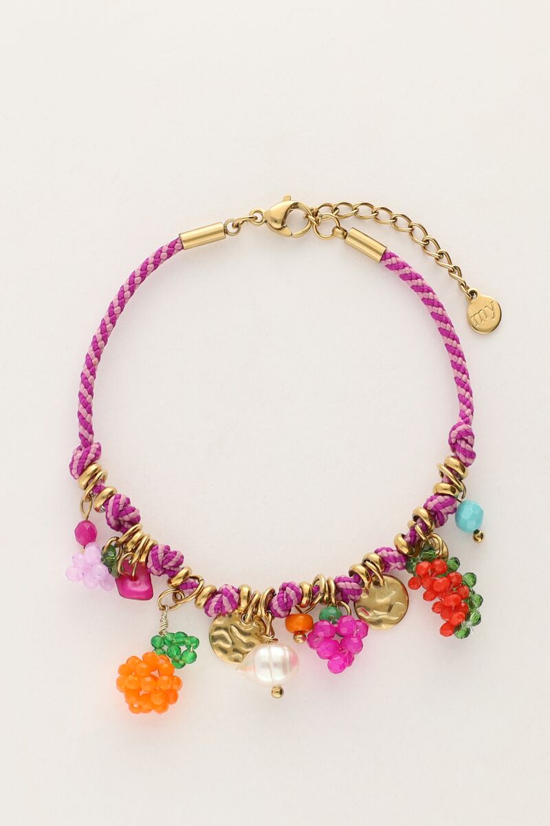Art paarse touw armband tutti frutti
