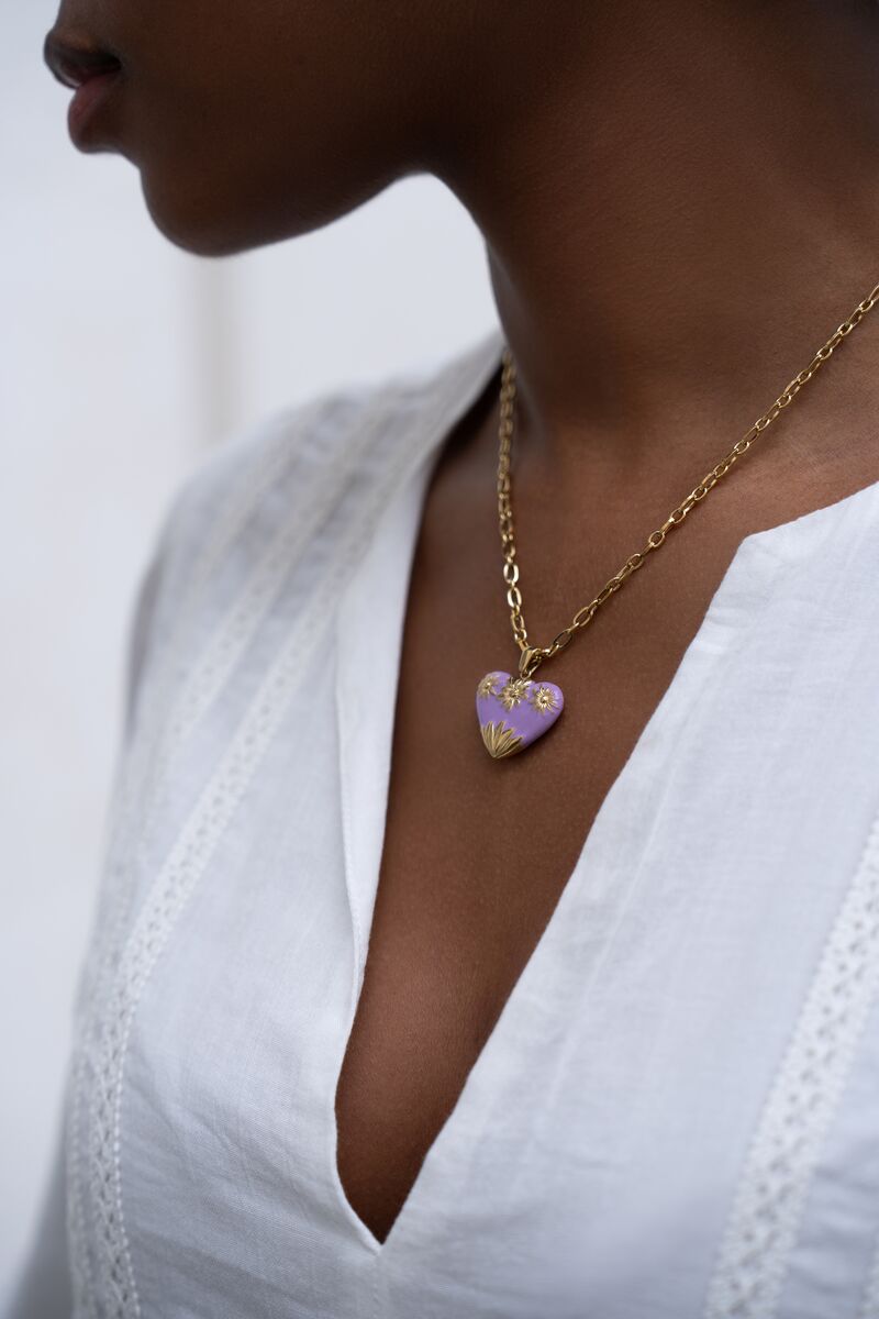 Art chain necklace with lilac vintage heart | My Jewellery