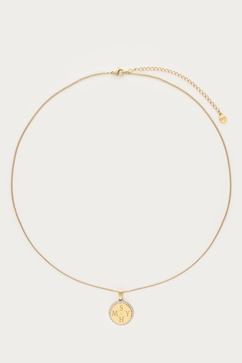 Atelier long necklace with round rhinestone charm | My Jewellery