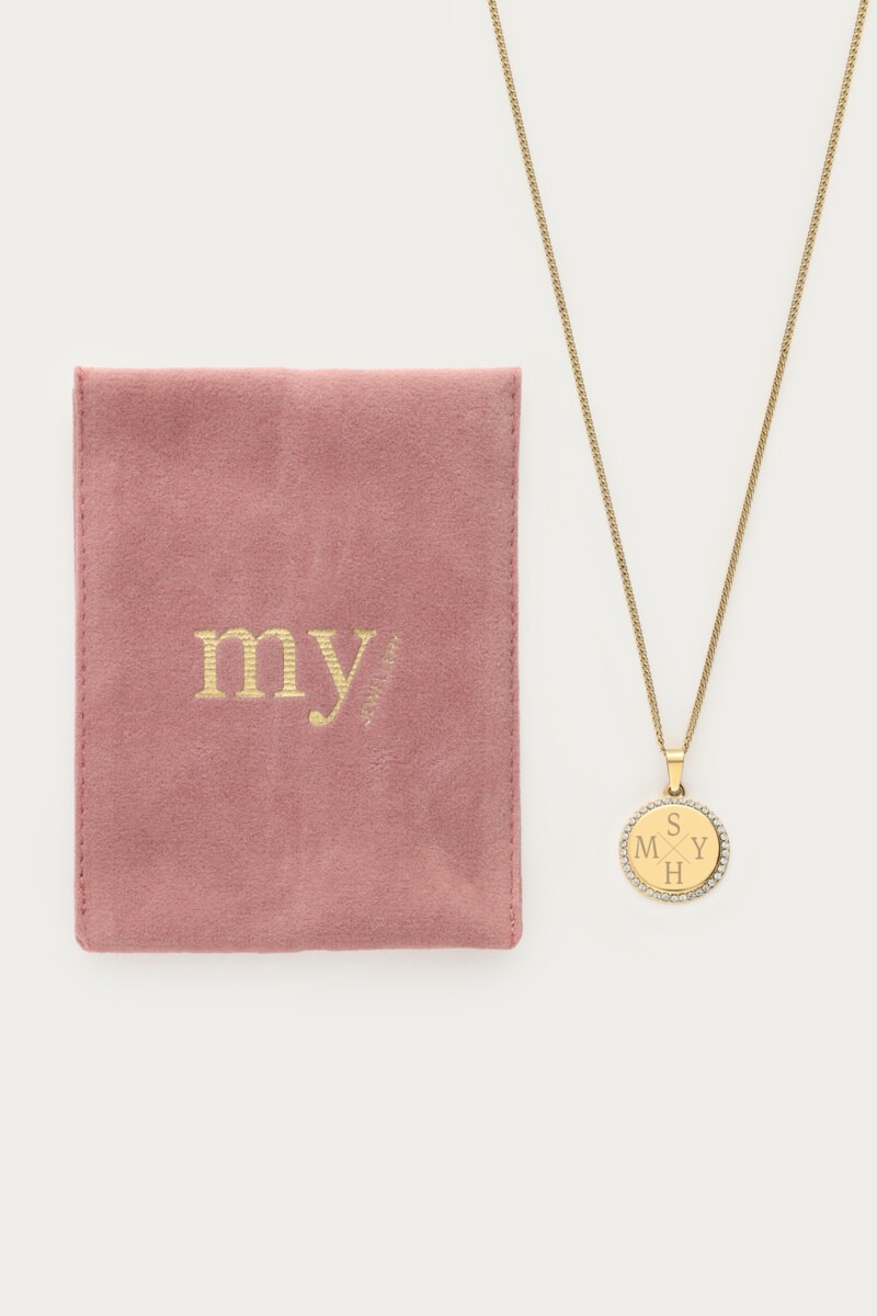 Atelier long necklace with round rhinestone charm | My Jewellery