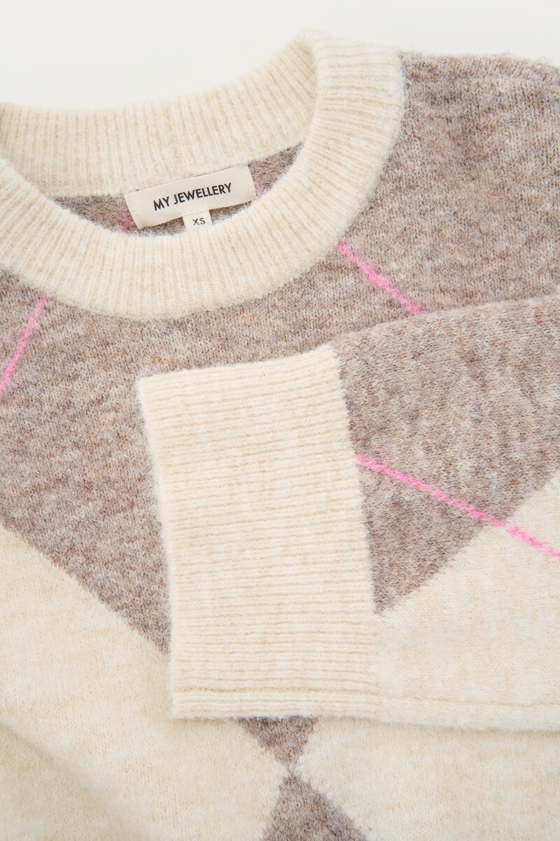 Beige argyle sweater | My Jewellery