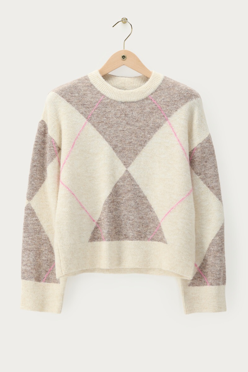 Beige argyle sweater | My Jewellery