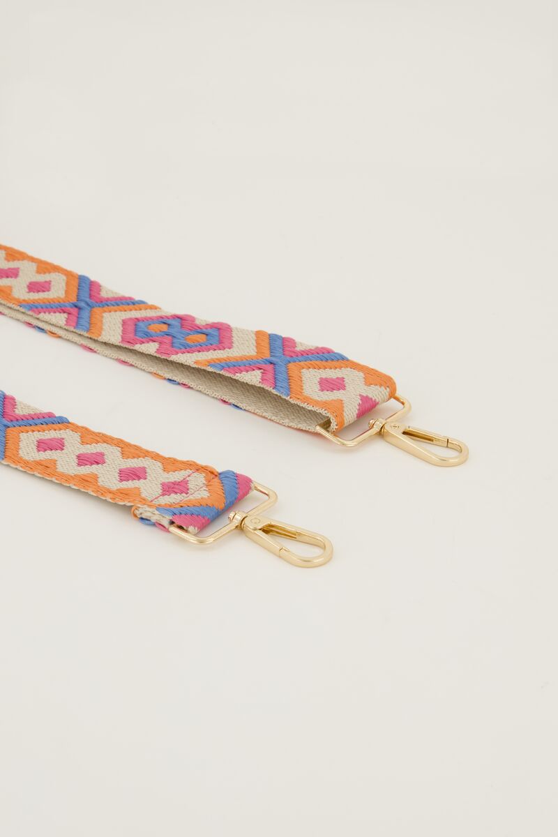 Beige bag strap met gekleurd patroon | My Jewellery