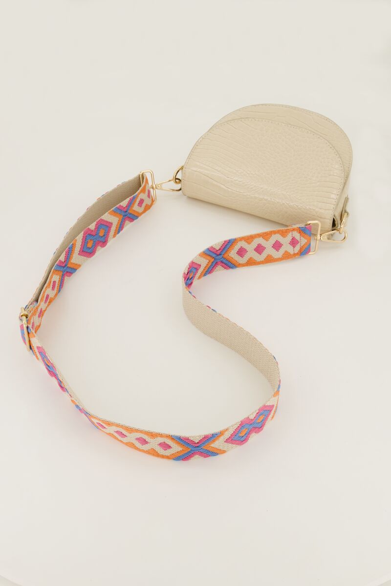 Beige bag strap met gekleurd patroon | My Jewellery