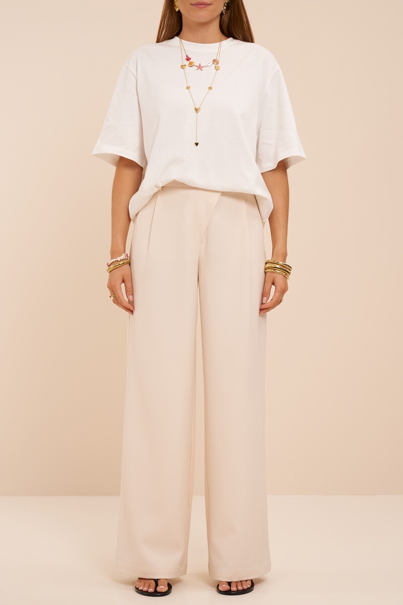 Beige basic pants with wide legs | My Jewellery