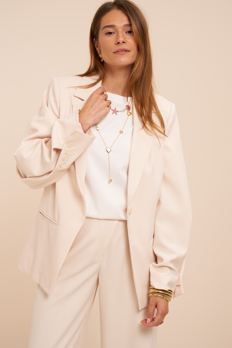 Beige blazer with pleated sleeves | My Jewellery