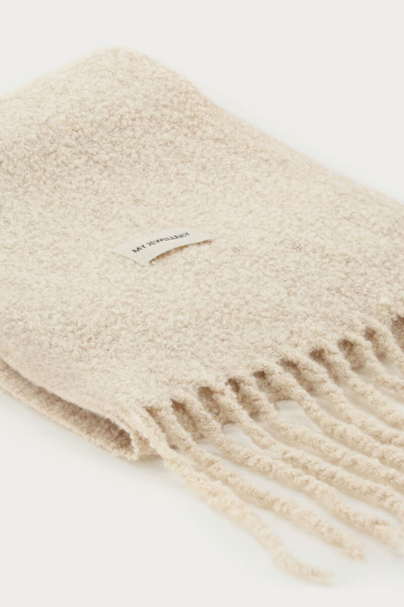 Beige bouclé scarf with wool | My Jewellery