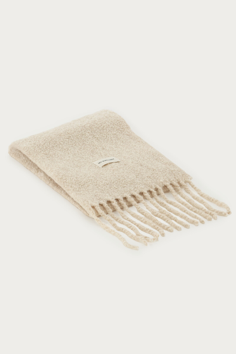 Beige bouclé scarf with wool | My Jewellery