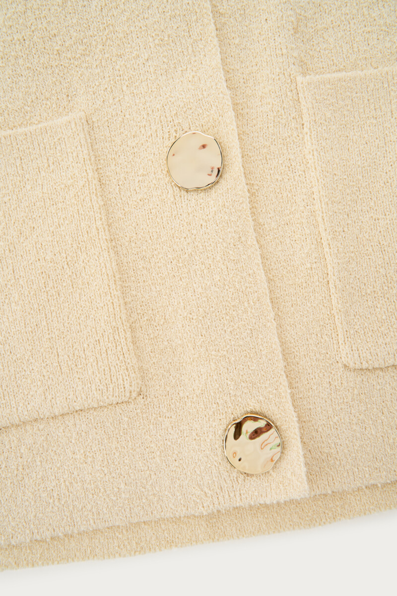 Beige bouclé vest with large buttons | My Jewellery