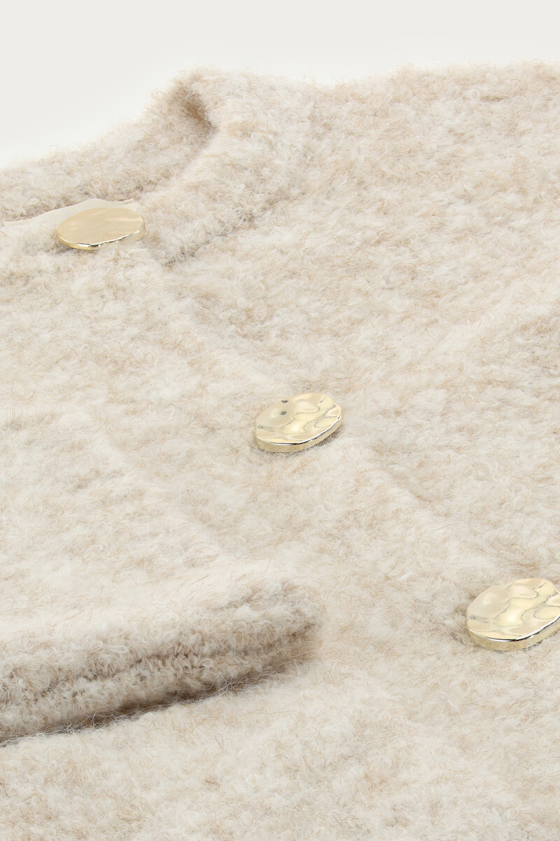 Beige bouclé cardigan with buttons and pockets | My Jewellery