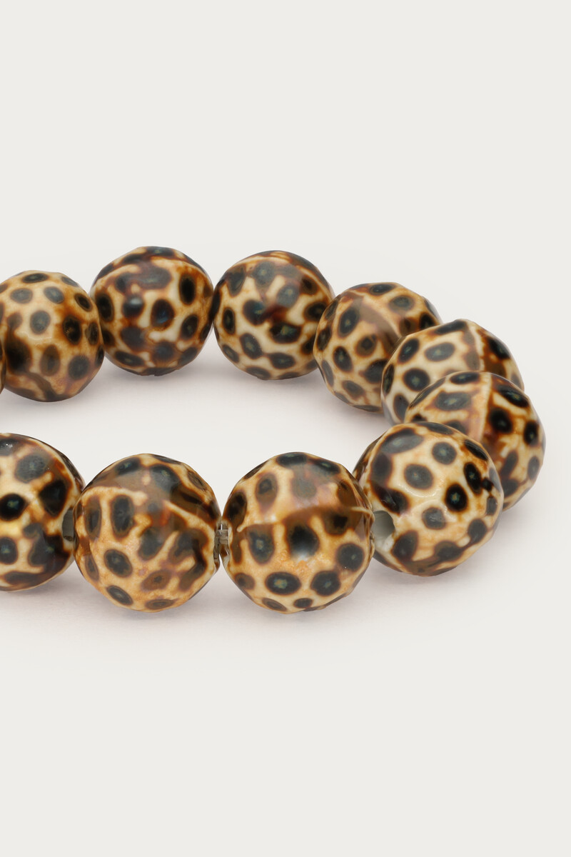 Beige bracelet with leopard print beads | My Jewellery
