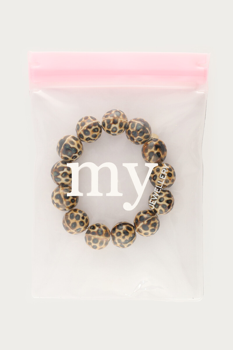 Beige bracelet with leopard print beads | My Jewellery