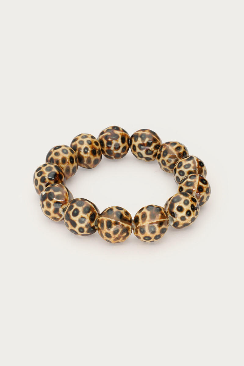 Beige bracelet with leopard print beads | My Jewellery