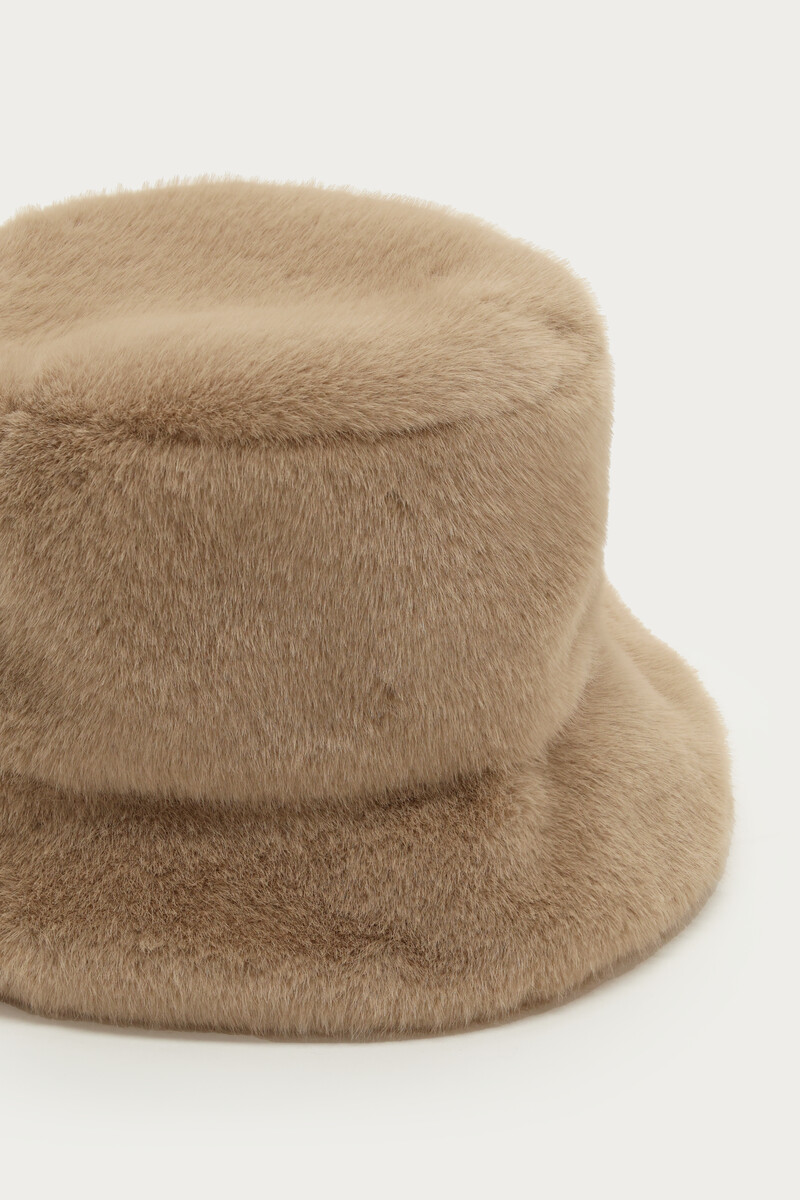 Beige bucket hat faux fur | My Jewellery