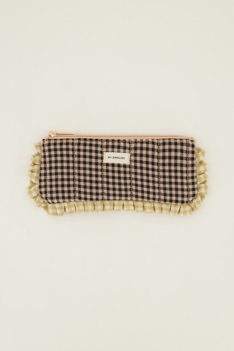 Beige pouch with ruffle and diamond | My Jewellery