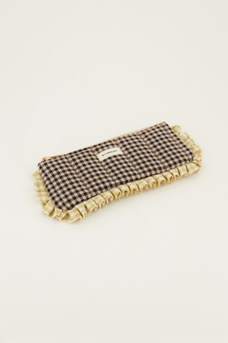 Beige pouch with ruffle and diamond | My Jewellery
