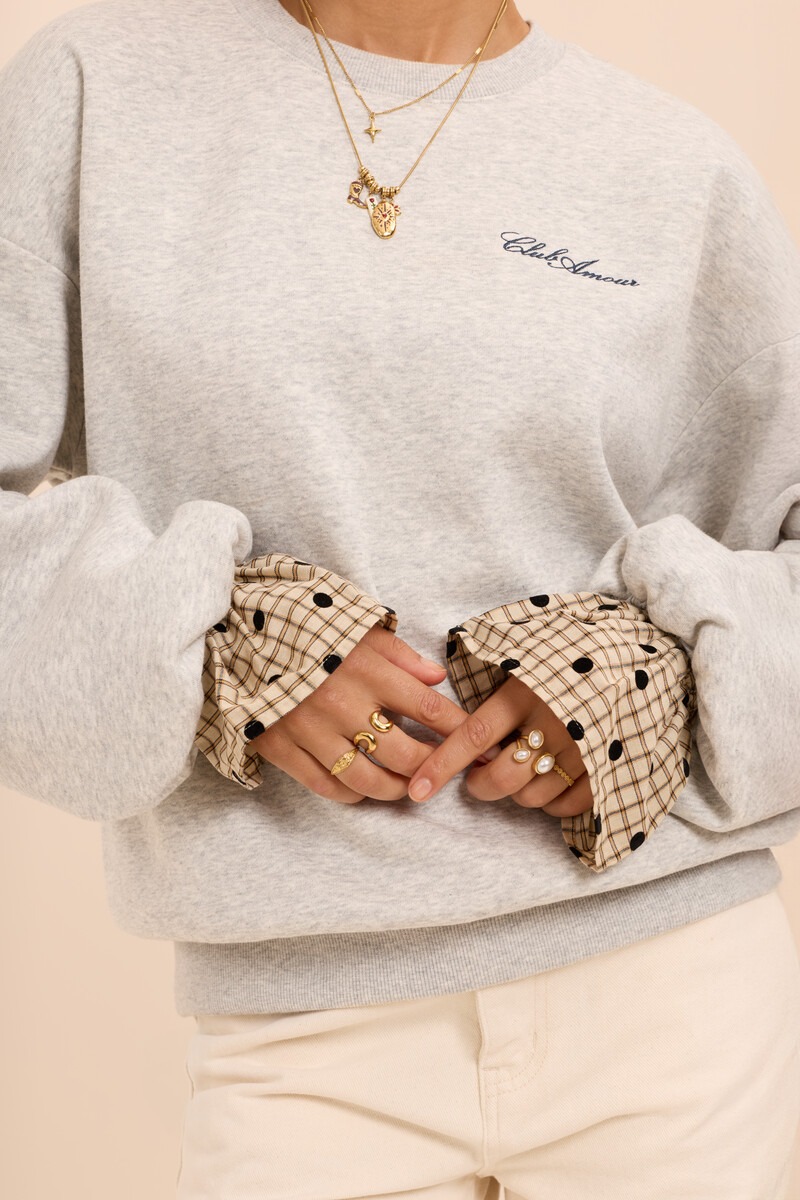 Beige checked cuffs with polka dots | My Jewellery