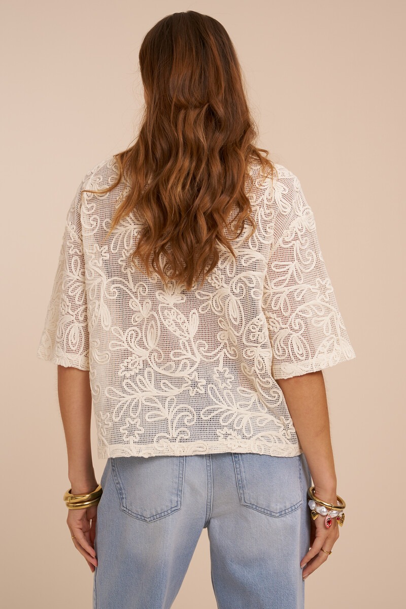 Beige crochet top with short sleeves | My Jewellery