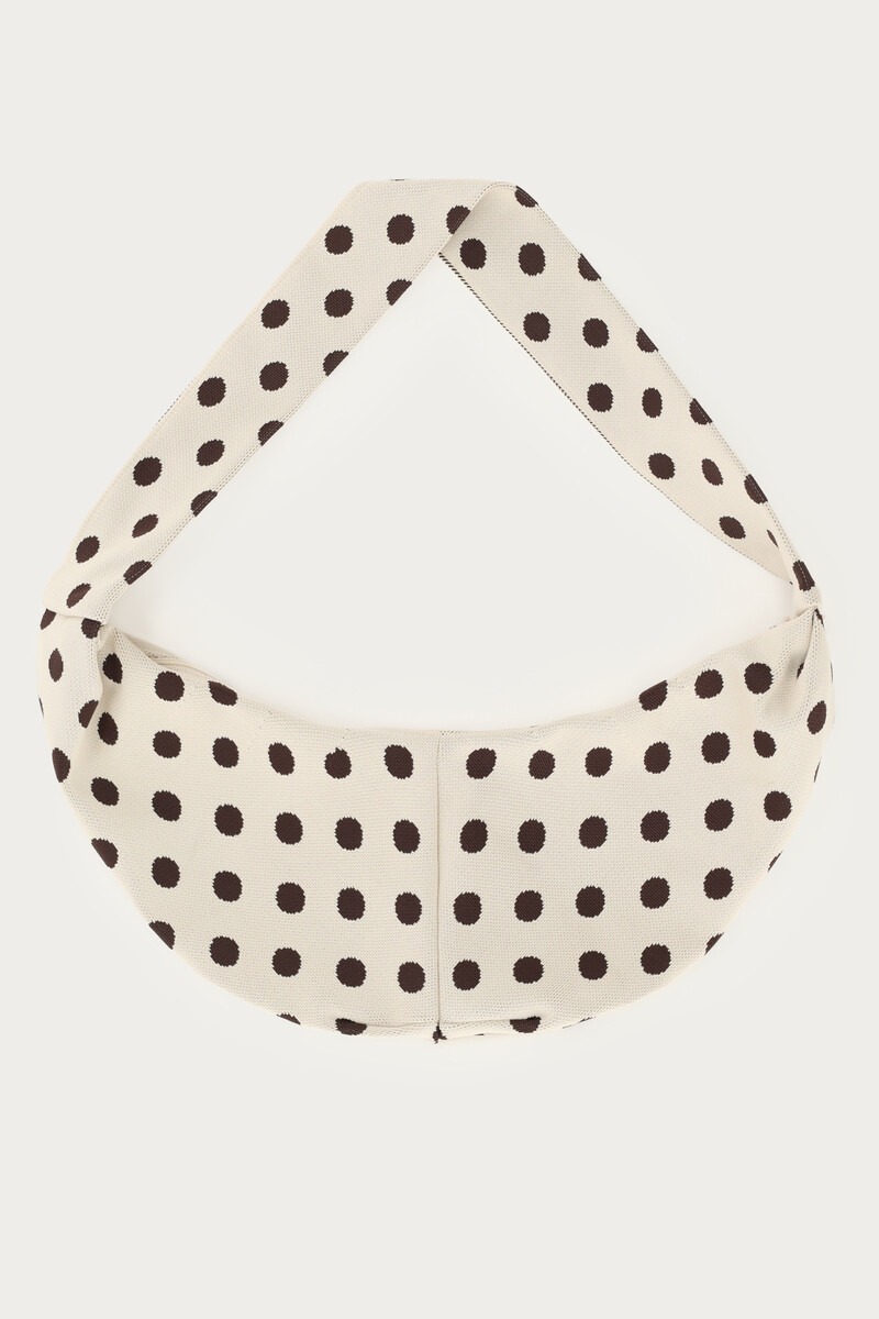 Beige crossbody bag with brown polka dots | My Jewellery