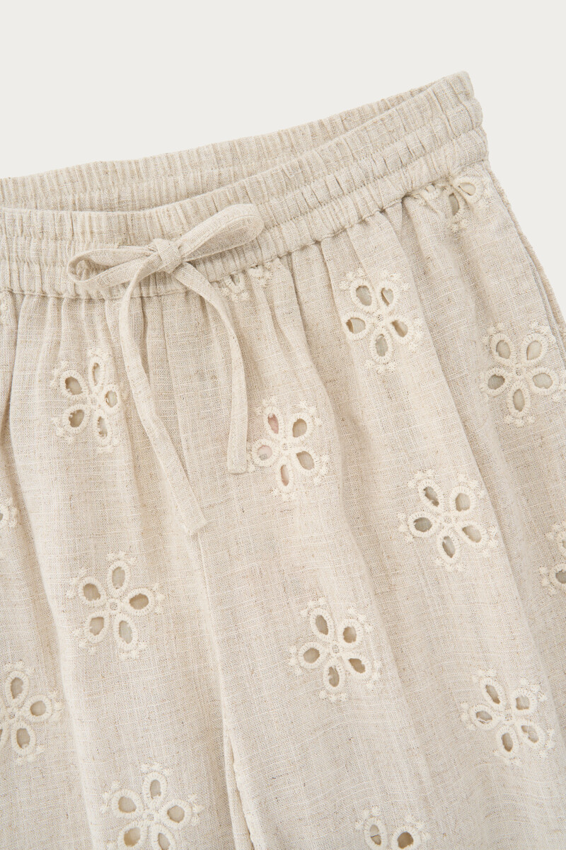 Beige embroidery anglaise trousers | My Jewellery