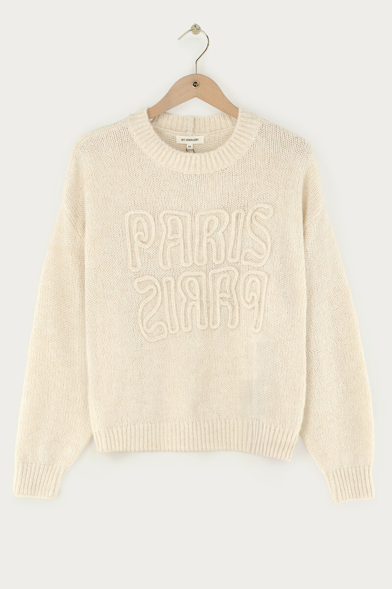 Beige embroidery sweater "Paris Paris" | My Jewellery