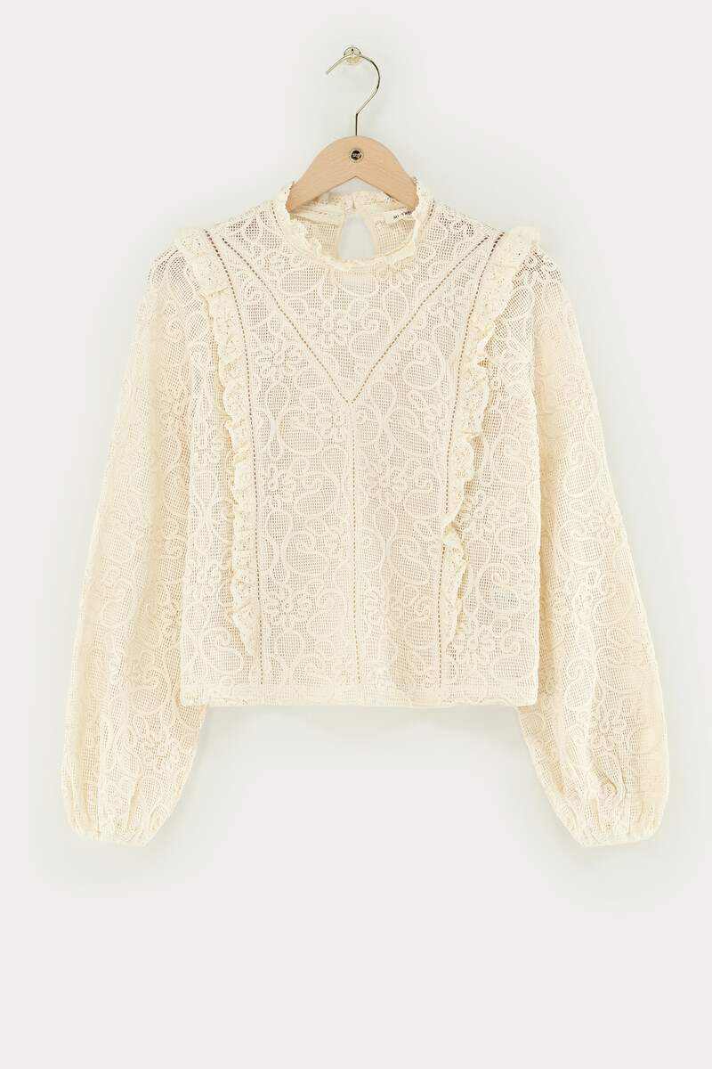 Beige embroidery top with wide sleeves | My Jewellery