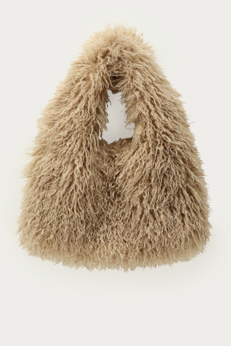 Beige faux fur tote bag | My Jewellery