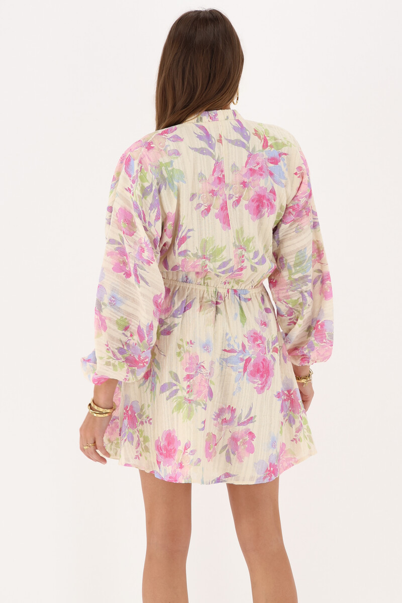 Beige floral dress with wide sleeves | My Jewellery