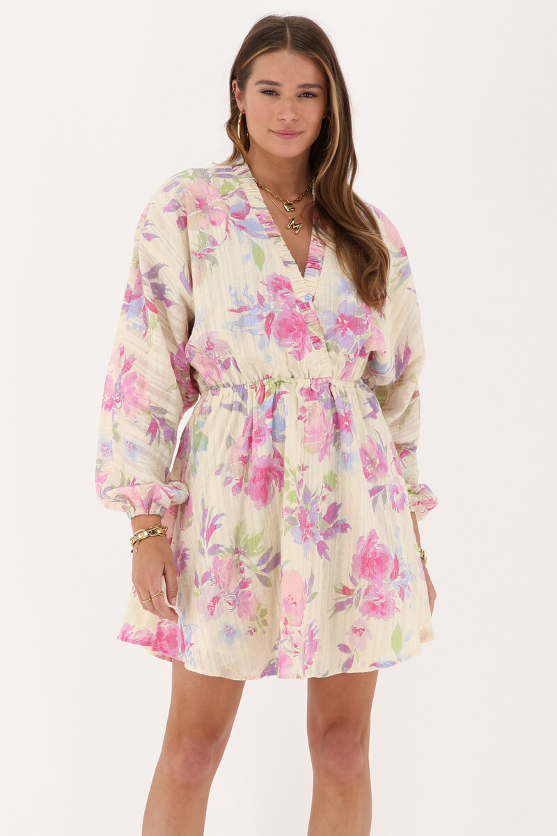 Beige floral dress with wide sleeves | My Jewellery
