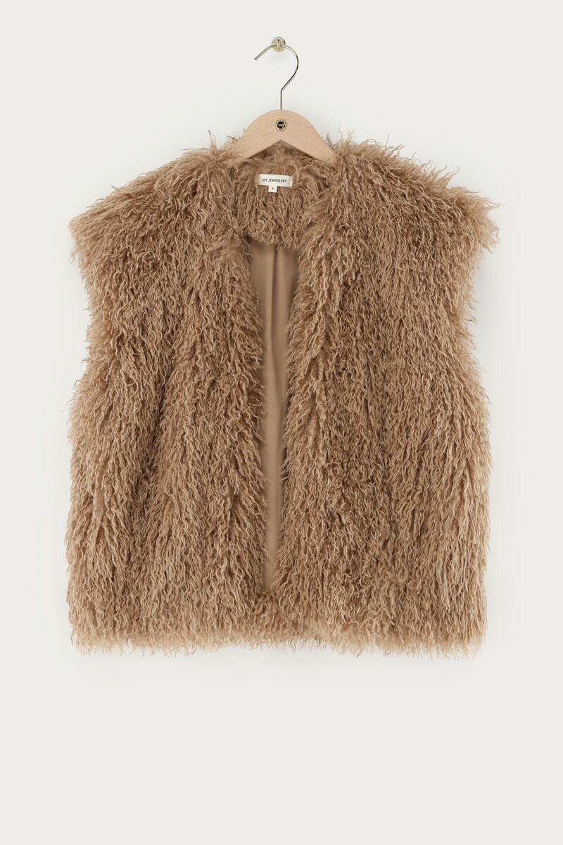 Beige gilet in faux fur look | My Jewellery