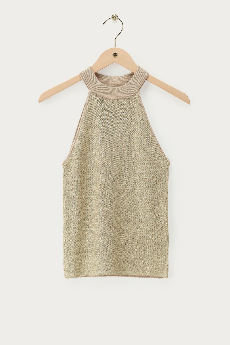 Beige halter top with gold glitter | My Jewellery