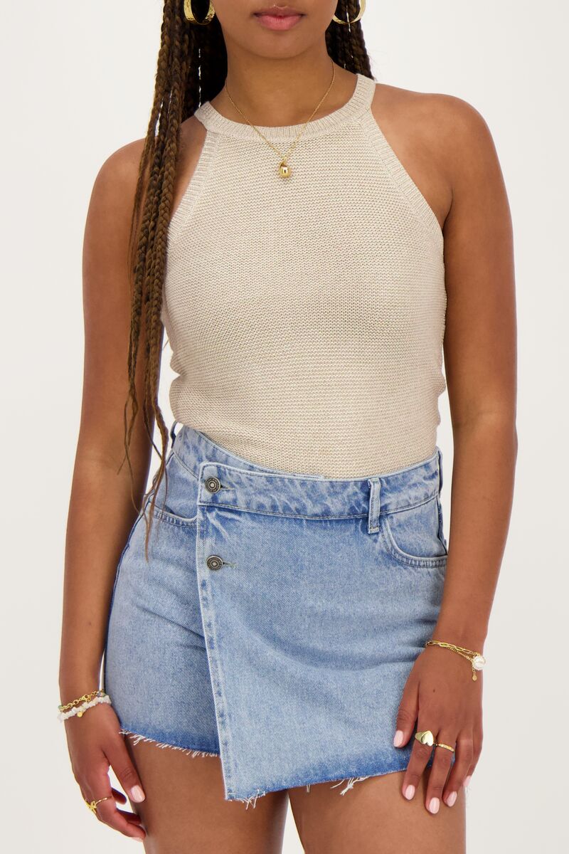 Beige halter top with lurex | My Jewellery