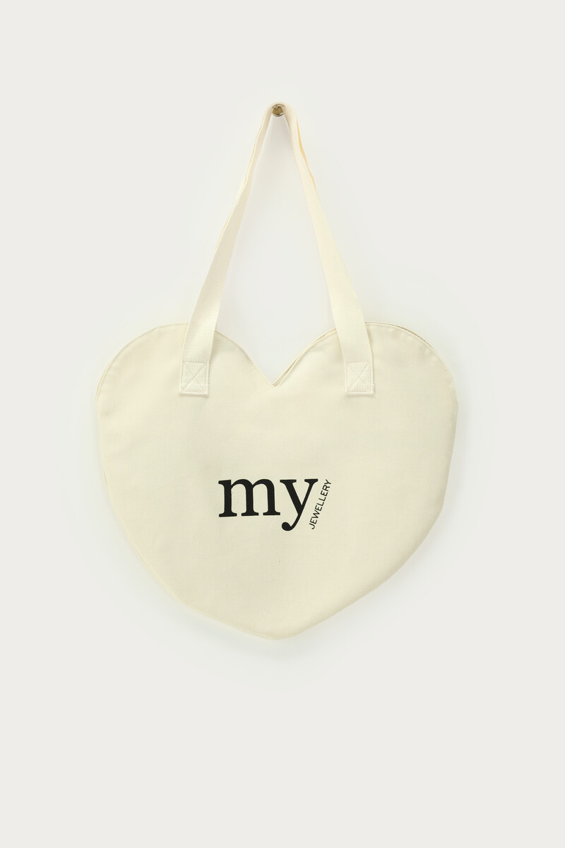 Beige hearts tote bag | My Jewellery