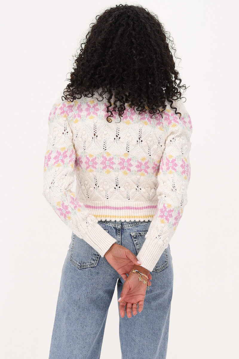 beige jacquard cardigan with ajour | My Jewellery