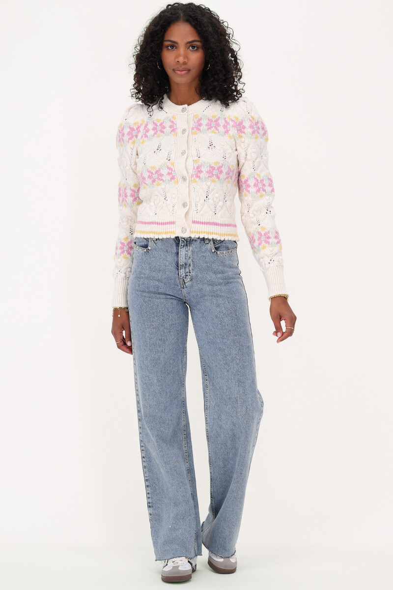 beige jacquard cardigan with ajour | My Jewellery