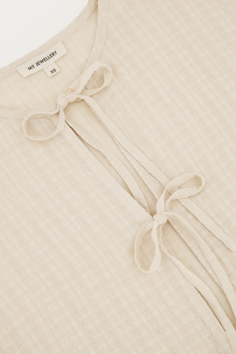 Beige jacquard top with bow details | My Jewellery