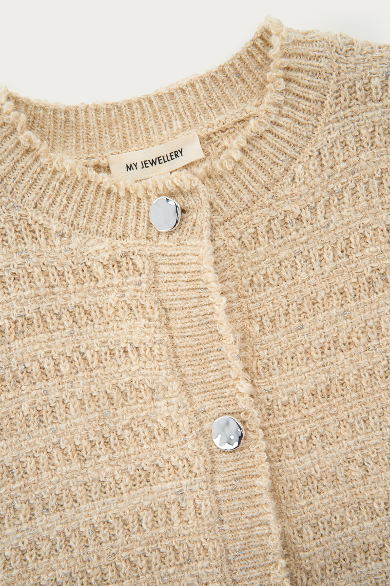 Beige bouclé gilet with buttons | My Jewellery