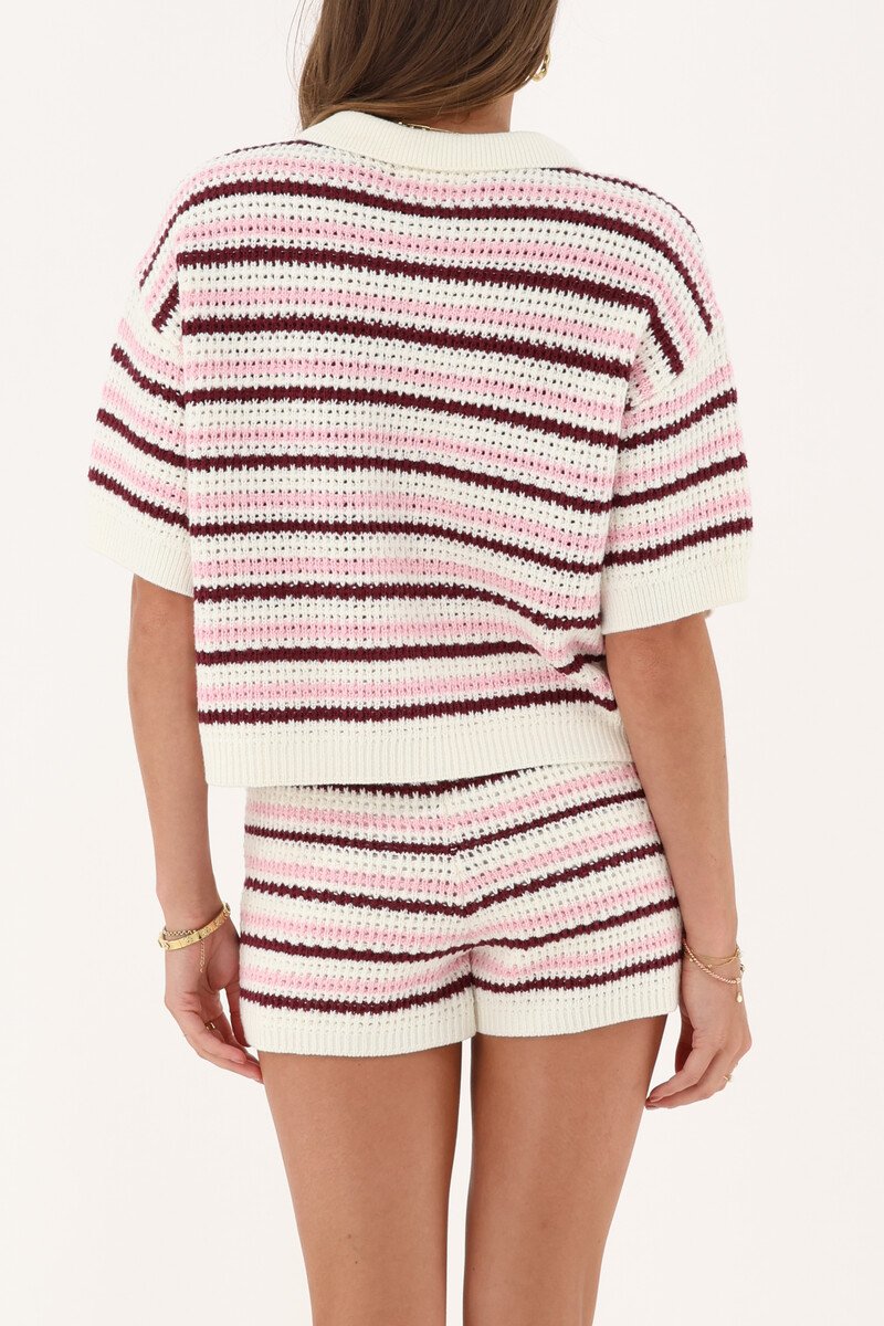 Beige knitted shorts with stripes | My Jewellery
