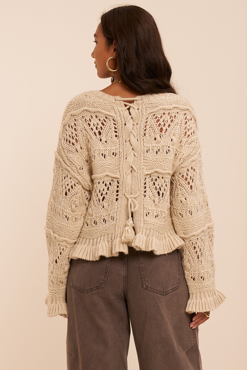 Beige knitted sweater in boho style | My Jewellery