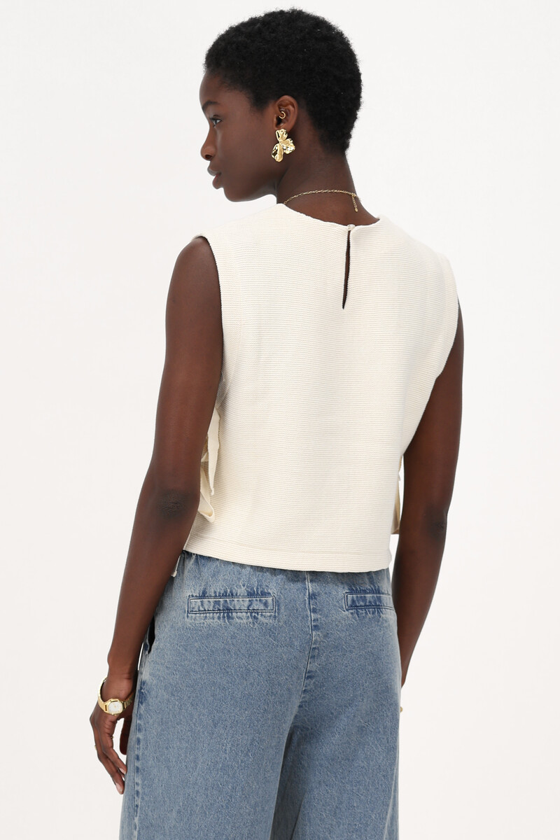 Beige knitted top with bows | My Jewellery