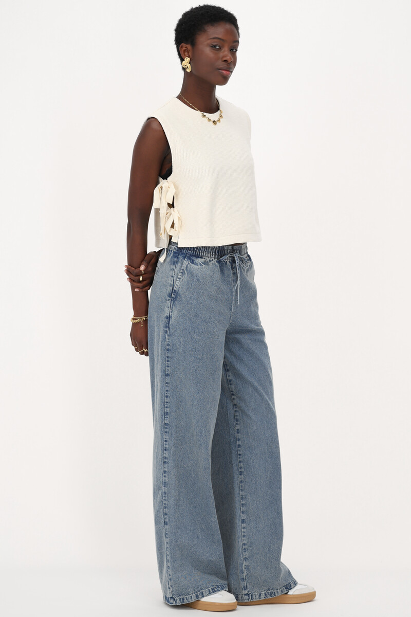 Beige knitted top with bows | My Jewellery