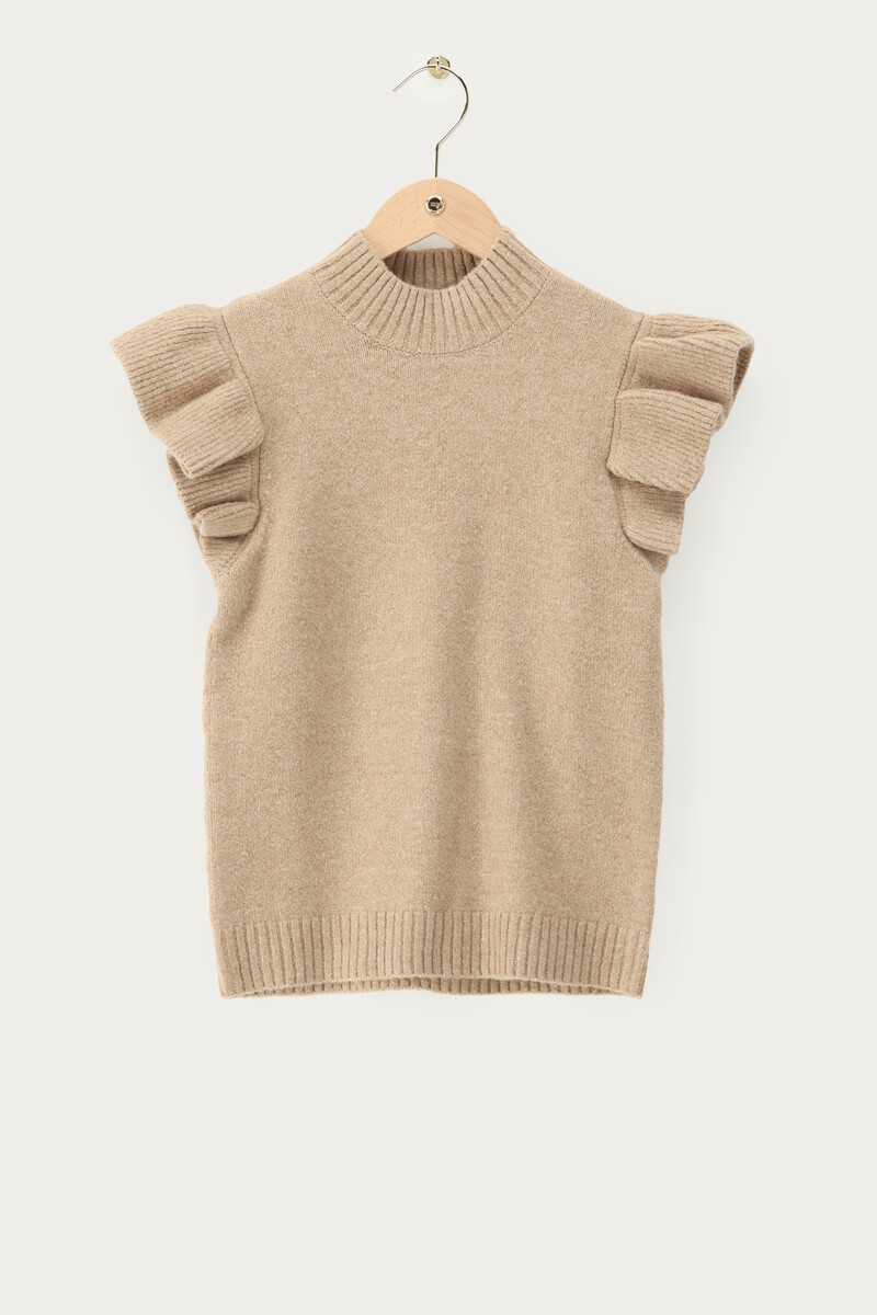 Beige knitted top with ruffles | My Jewellery