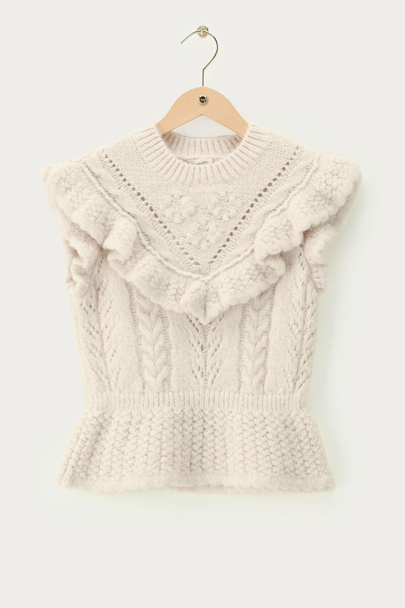 Beige spencer with ajour and ruffles | My Jewellery