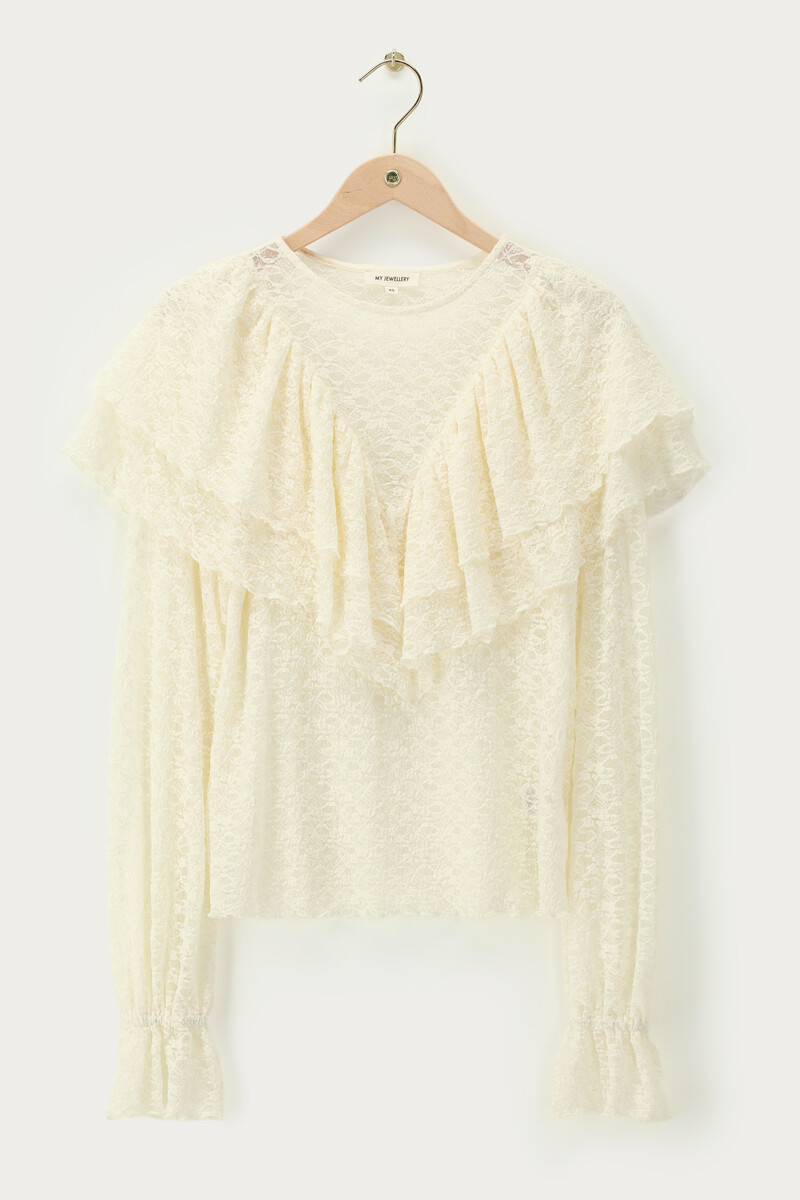 Beige lace top with ruffles | My Jewellery