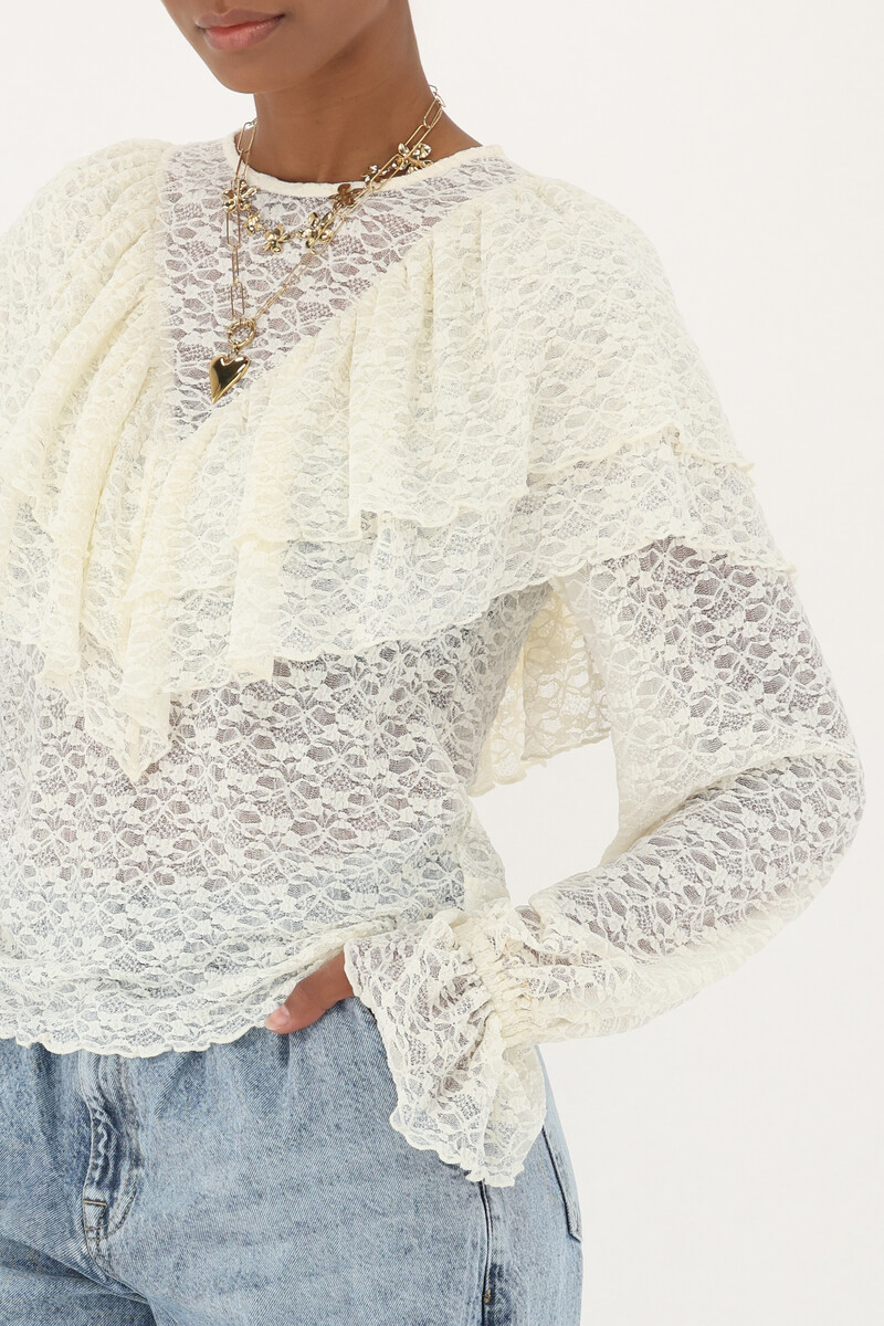 Beige lace top with ruffles | My Jewellery